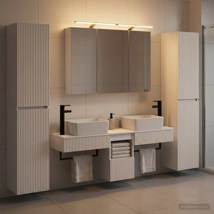 Set de mobilier pentru baie 6 pcs Alb Lemn prelucrat și sticlă WALTI