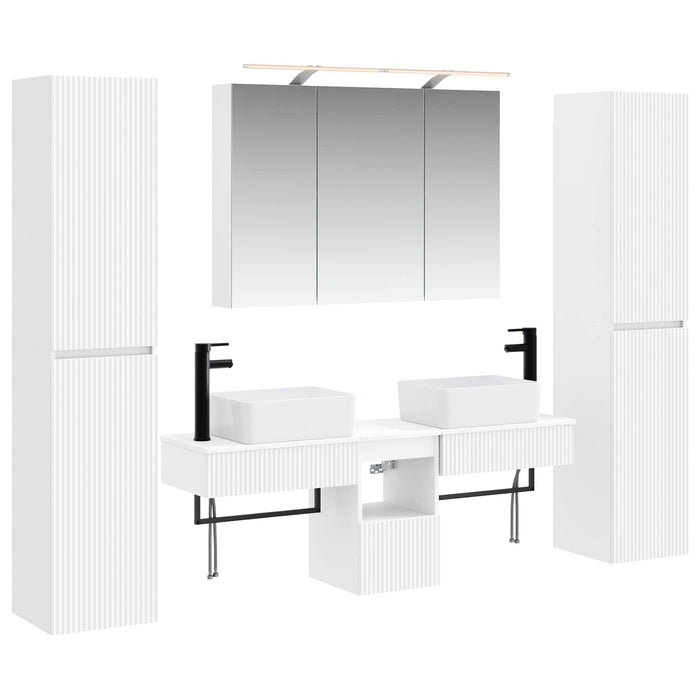 Set de mobilier pentru baie 6 pcs Alb Lemn prelucrat și sticlă WALTI