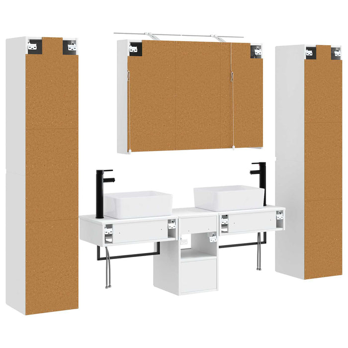 Set de mobilier pentru baie 6 pcs Alb Lemn prelucrat și sticlă WALTI