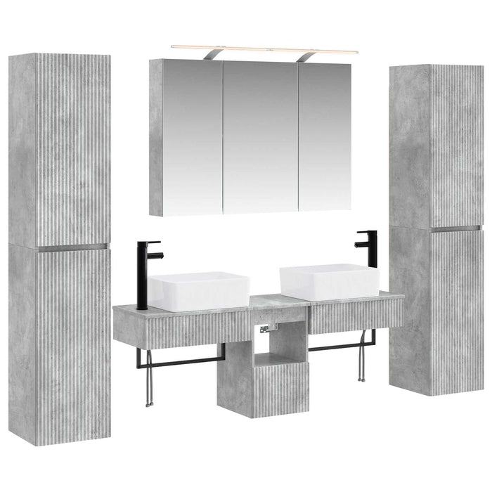 Set de mobilier pentru baie 6 pcs Gri Beton WALTI