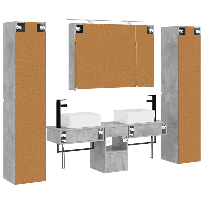 Set de mobilier pentru baie 6 pcs Gri Beton WALTI
