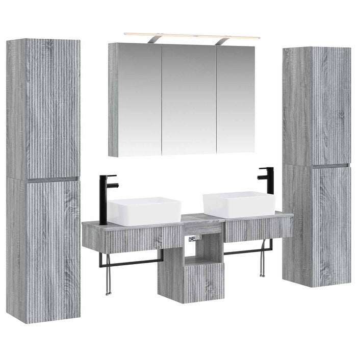 Set de mobilier pentru baie 6 pcs Sonoma gri WALTI