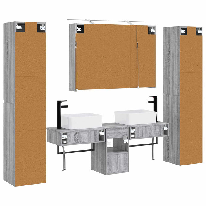 Set de mobilier pentru baie 6 pcs Sonoma gri WALTI