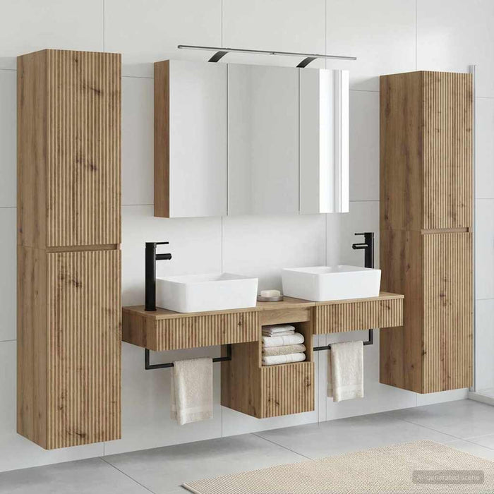 Set de mobilier pentru baie 6 pcs Stejar Artizanal WALTI