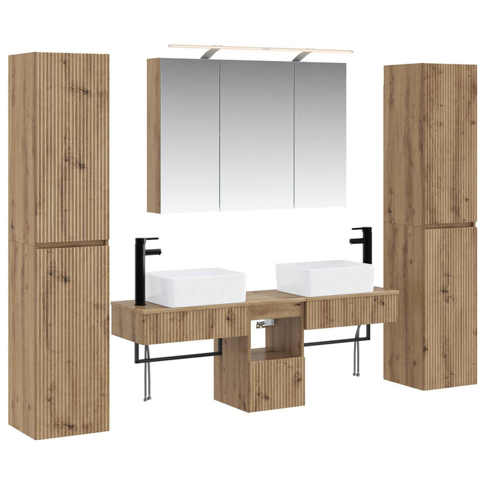 Set de mobilier pentru baie 6 pcs Stejar Artizanal WALTI