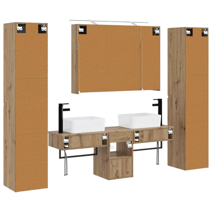Set de mobilier pentru baie 6 pcs Stejar Artizanal WALTI
