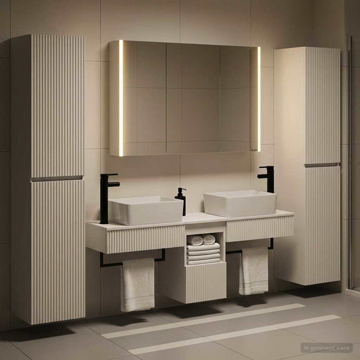 Set de mobilier pentru baie 6 pcs Alb Lemn prelucrat și sticlă WALTI