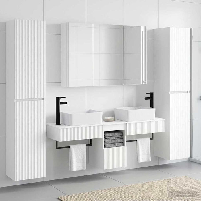 Set de mobilier pentru baie 6 pcs Alb Lemn prelucrat și sticlă WALTI