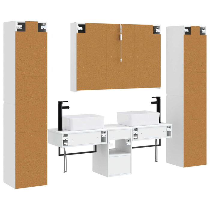 Set de mobilier pentru baie 6 pcs Alb Lemn prelucrat și sticlă WALTI