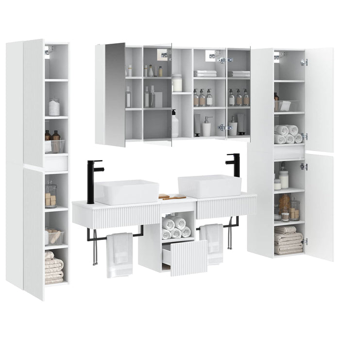 Set de mobilier pentru baie 6 pcs Alb Lemn prelucrat și sticlă WALTI