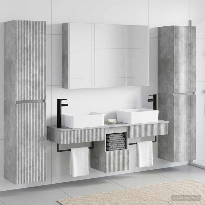 Set de mobilier pentru baie 6 pcs Gri Beton WALTI