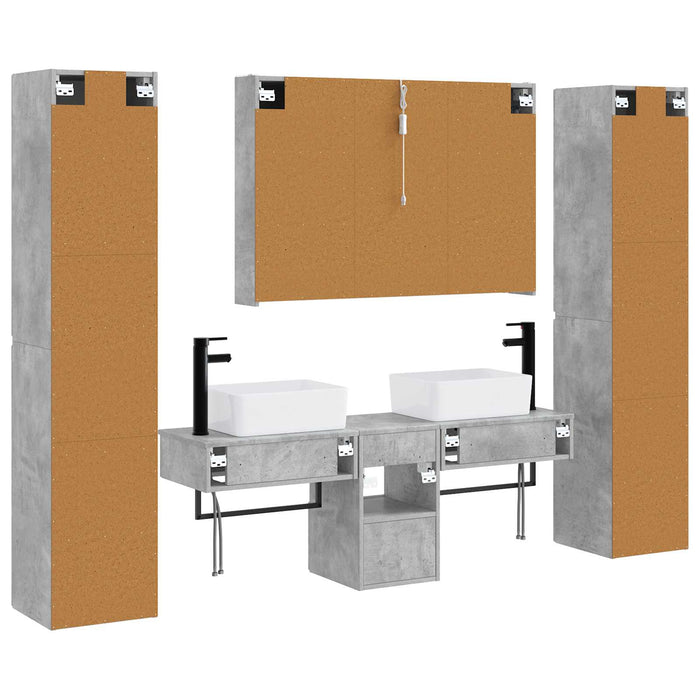 Set de mobilier pentru baie 6 pcs Gri Beton WALTI