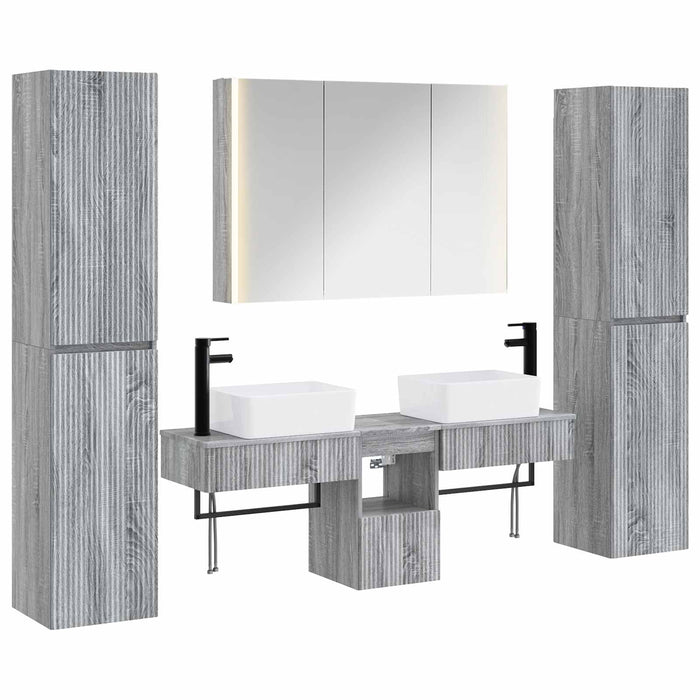 Set de mobilier pentru baie 6 pcs Sonoma gri WALTI