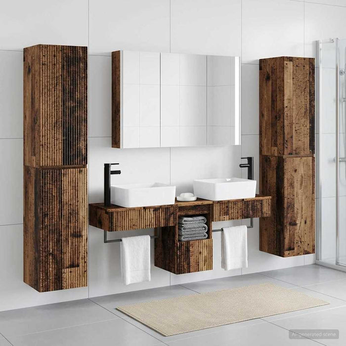Set de mobilier pentru baie 6 pcs Lemn vechi WALTI