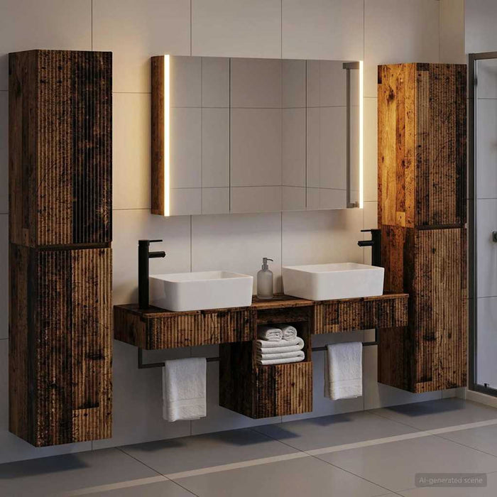 Set de mobilier pentru baie 6 pcs Lemn vechi WALTI