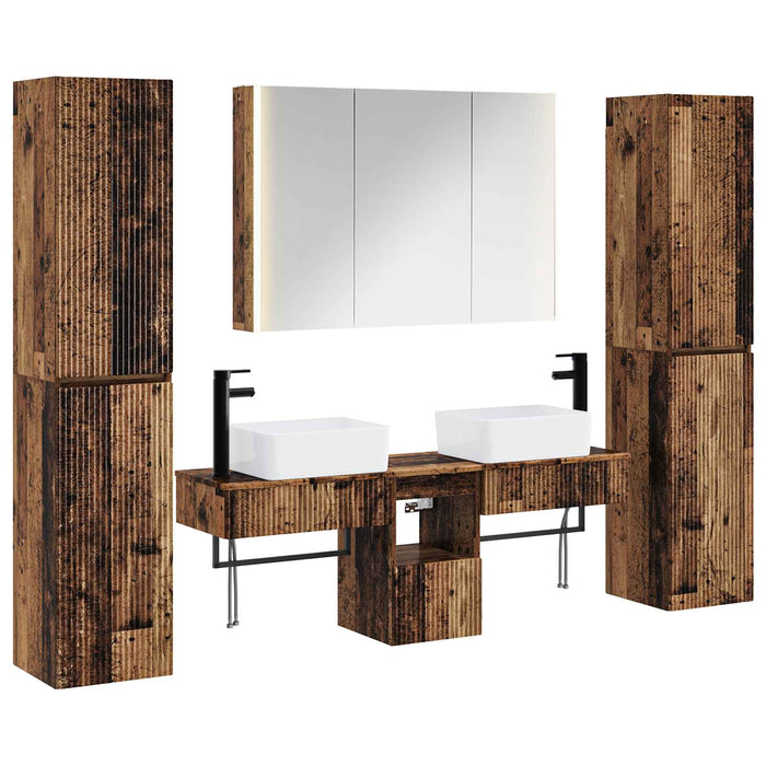 Set de mobilier pentru baie 6 pcs Lemn vechi WALTI