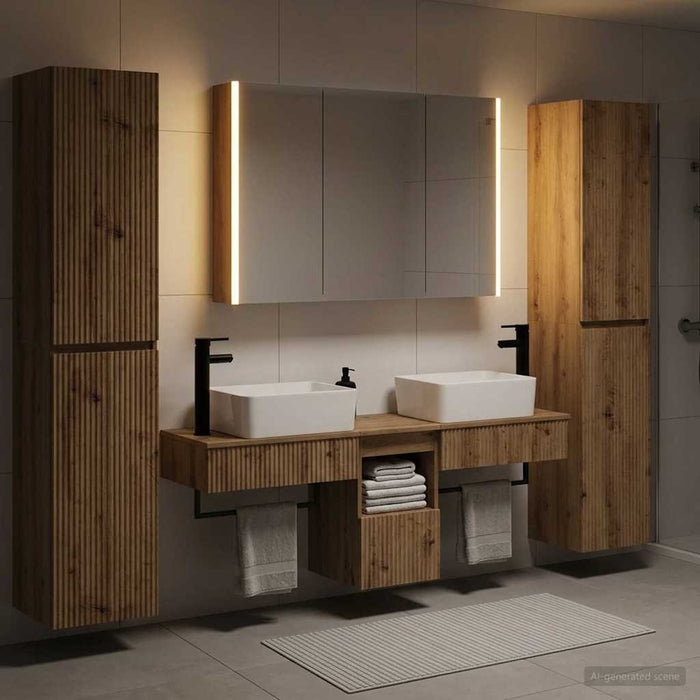 Set de mobilier pentru baie 6 pcs Stejar Artizanal WALTI