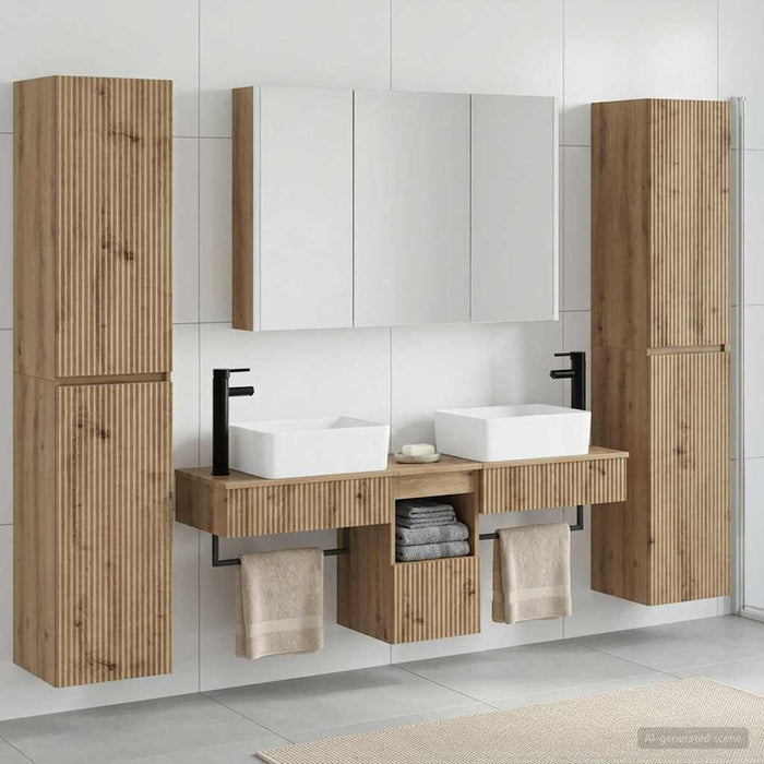 Set de mobilier pentru baie 6 pcs Stejar Artizanal WALTI