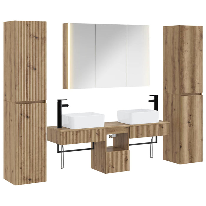 Set de mobilier pentru baie 6 pcs Stejar Artizanal WALTI