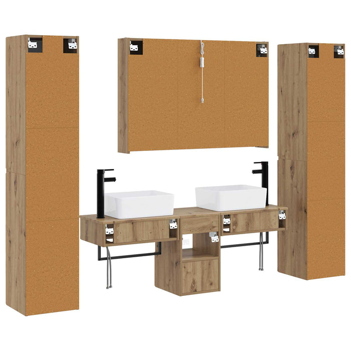 Set de mobilier pentru baie 6 pcs Stejar Artizanal WALTI