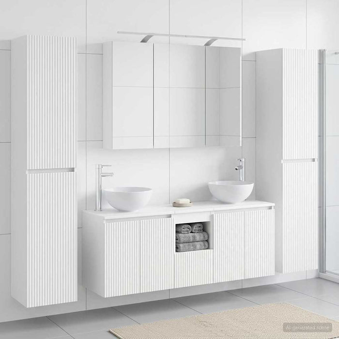 Set de mobilier pentru baie 6 pcs Alb Lemn prelucrat și sticlă WALTI