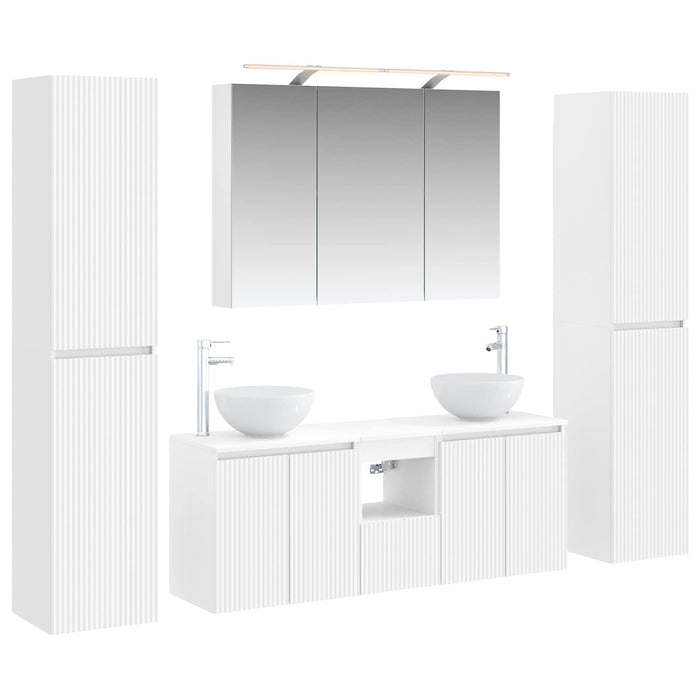 Set de mobilier pentru baie 6 pcs Alb Lemn prelucrat și sticlă WALTI