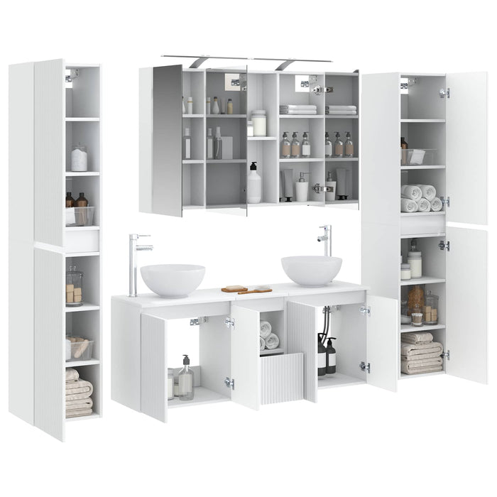 Set de mobilier pentru baie 6 pcs Alb Lemn prelucrat și sticlă WALTI