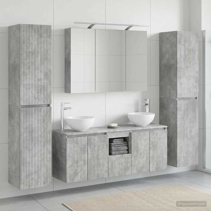 Set de mobilier pentru baie 6 pcs Gri Beton WALTI