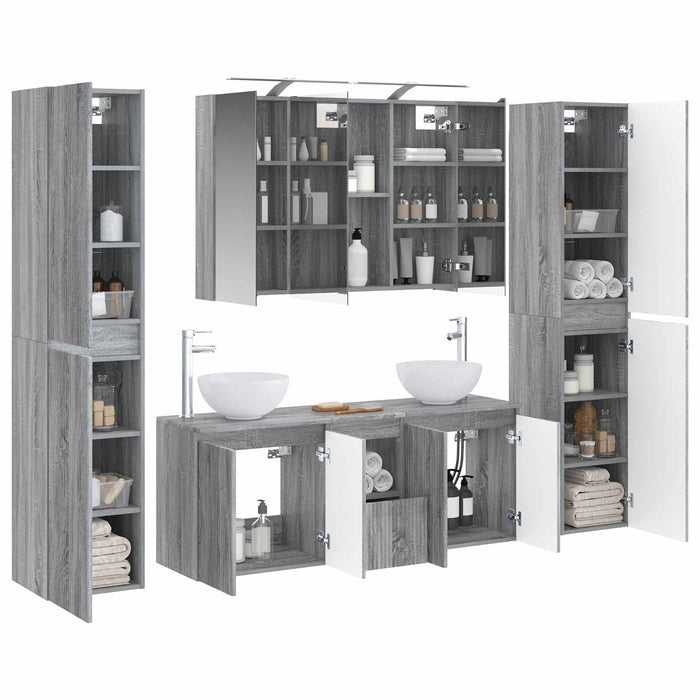 Set de mobilier pentru baie 6 pcs Sonoma gri WALTI
