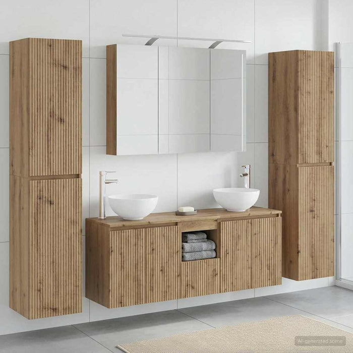 Set de mobilier pentru baie 6 pcs Stejar Artizanal WALTI
