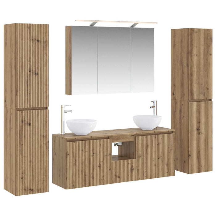 Set de mobilier pentru baie 6 pcs Stejar Artizanal WALTI
