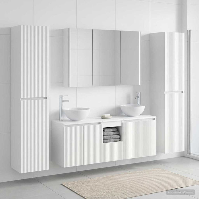 Set de mobilier pentru baie 6 pcs Alb Lemn prelucrat și sticlă WALTI