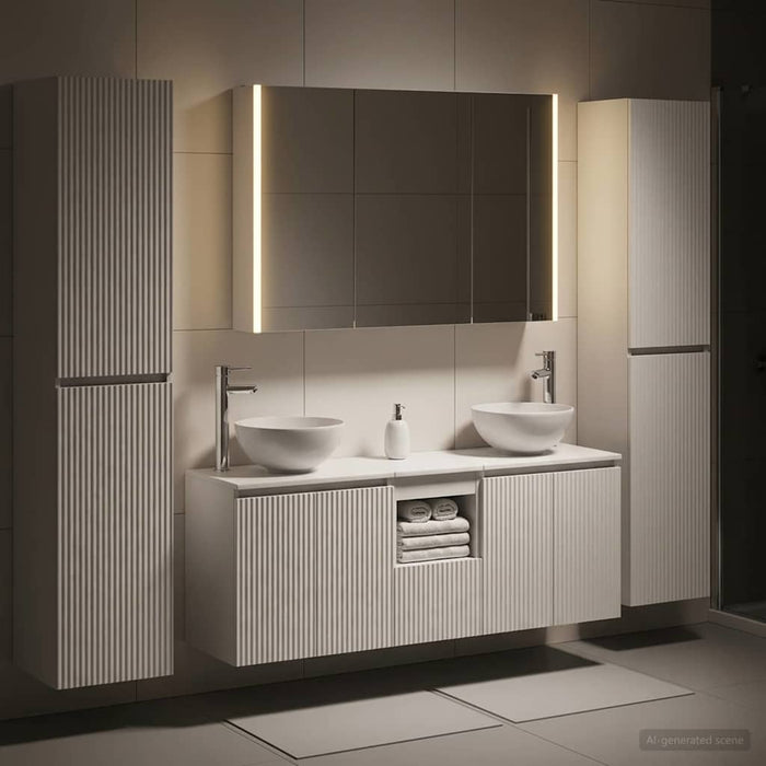 Set de mobilier pentru baie 6 pcs Alb Lemn prelucrat și sticlă WALTI