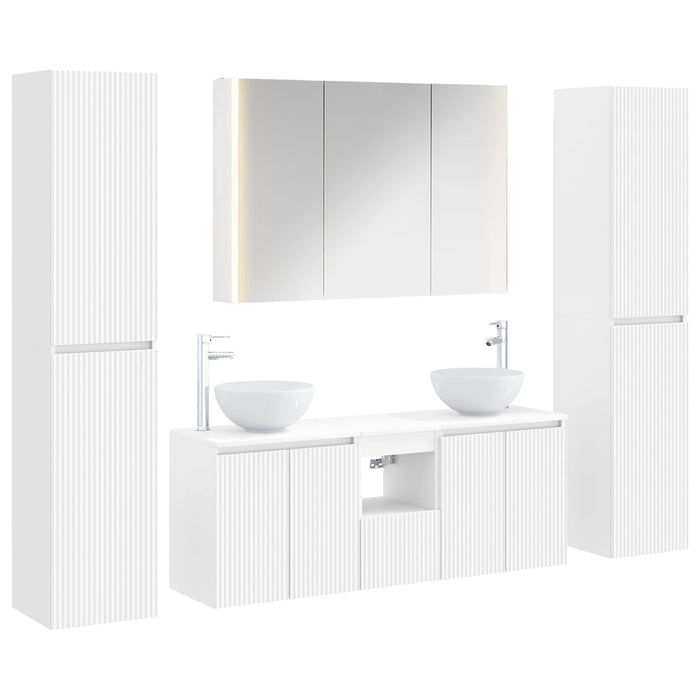 Set de mobilier pentru baie 6 pcs Alb Lemn prelucrat și sticlă WALTI