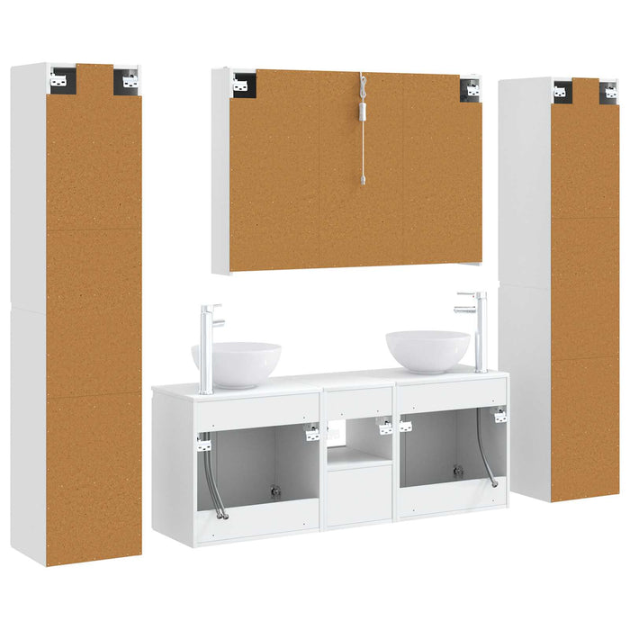 Set de mobilier pentru baie 6 pcs Alb Lemn prelucrat și sticlă WALTI
