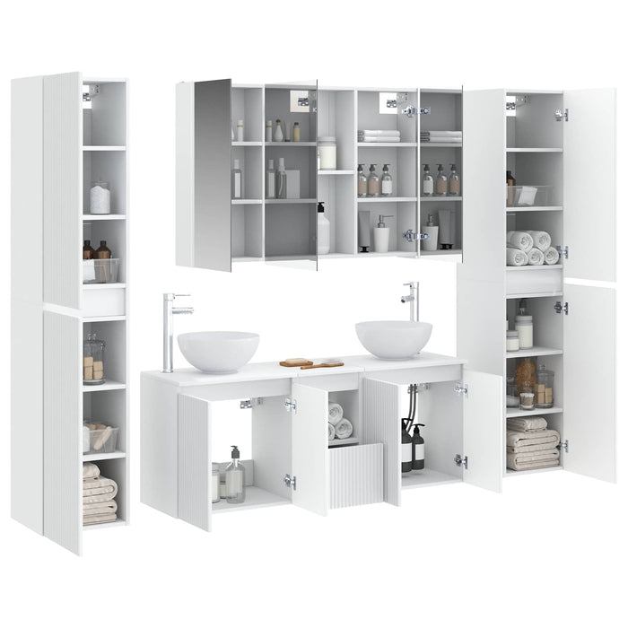 Set de mobilier pentru baie 6 pcs Alb Lemn prelucrat și sticlă WALTI