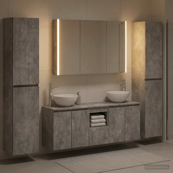 Set de mobilier pentru baie 6 pcs Gri Beton WALTI