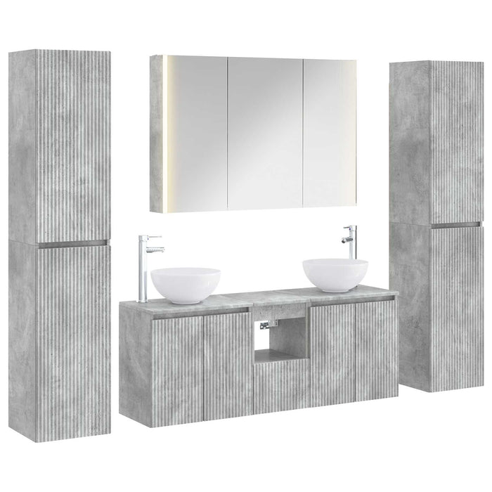 Set de mobilier pentru baie 6 pcs Gri Beton WALTI