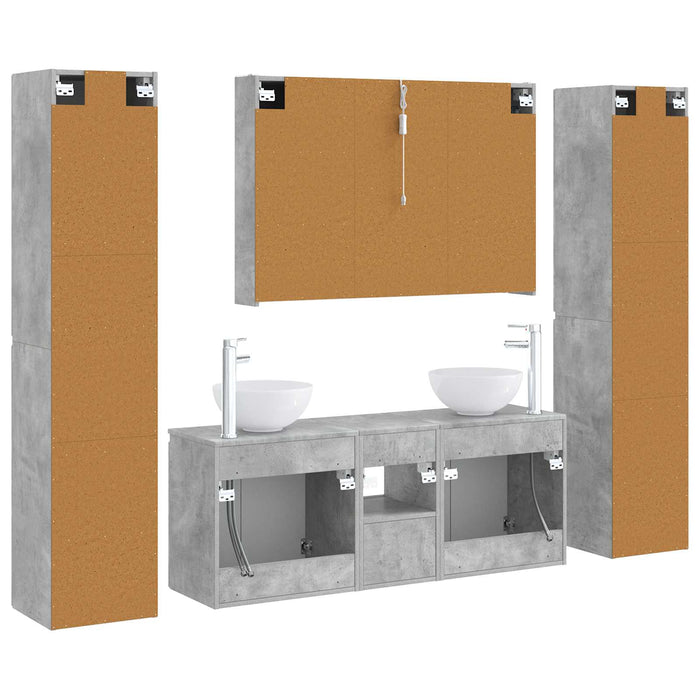 Set de mobilier pentru baie 6 pcs Gri Beton WALTI