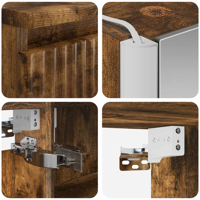 Set de mobilier pentru baie 6 pcs Stejar fumuriu WALTI