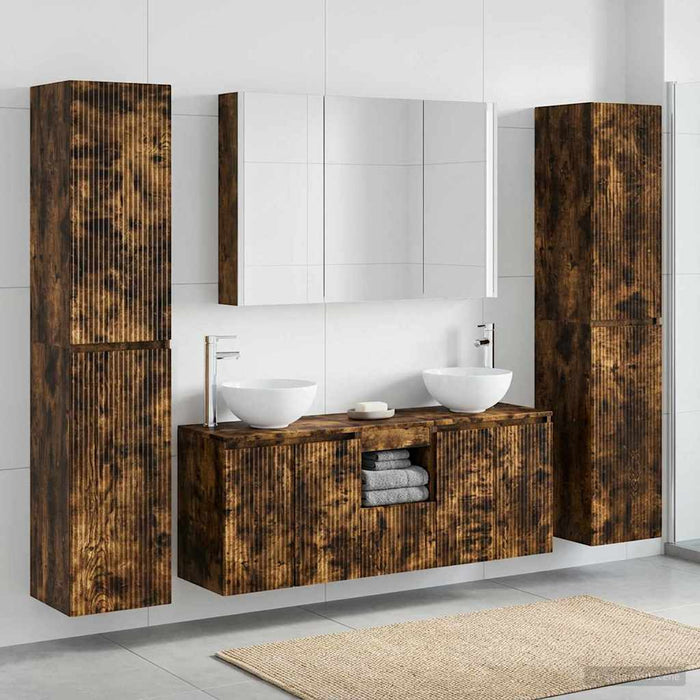 Set de mobilier pentru baie 6 pcs Stejar fumuriu WALTI
