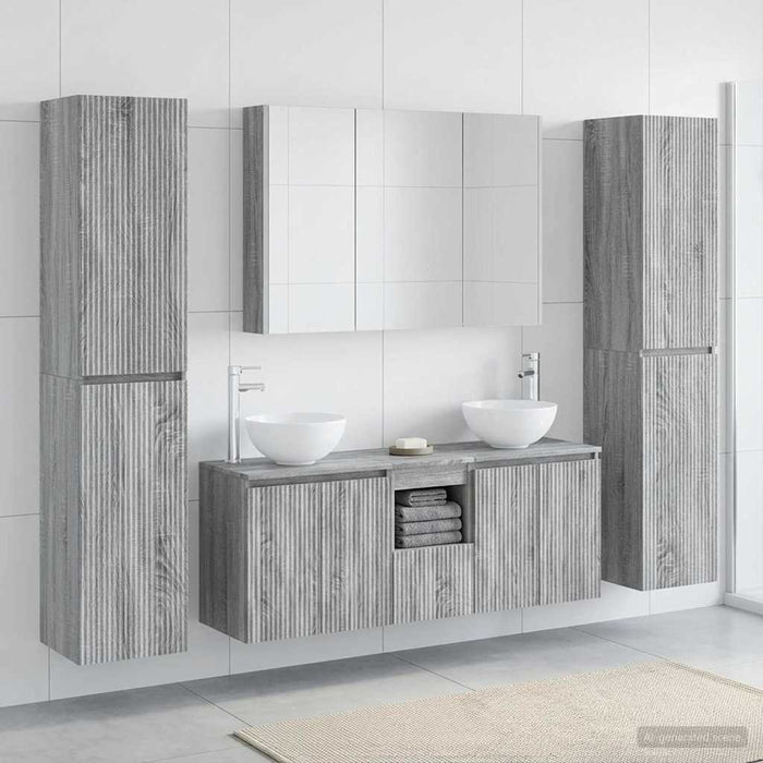 Set de mobilier pentru baie 6 pcs Sonoma gri WALTI