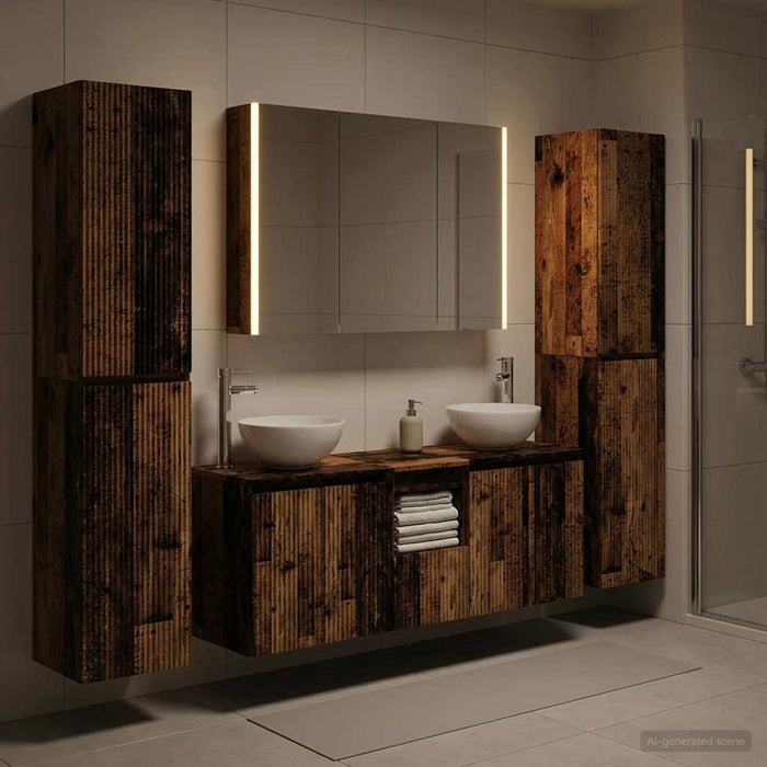 Set de mobilier pentru baie 6 pcs Lemn vechi WALTI