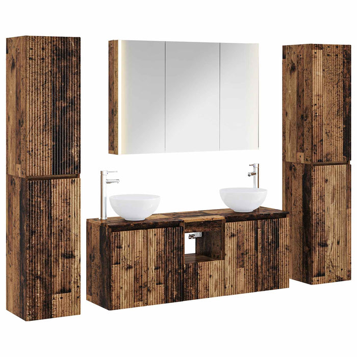 Set de mobilier pentru baie 6 pcs Lemn vechi WALTI