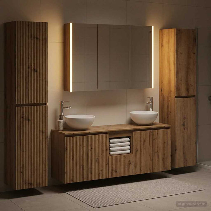 Set de mobilier pentru baie 6 pcs Stejar Artizanal WALTI