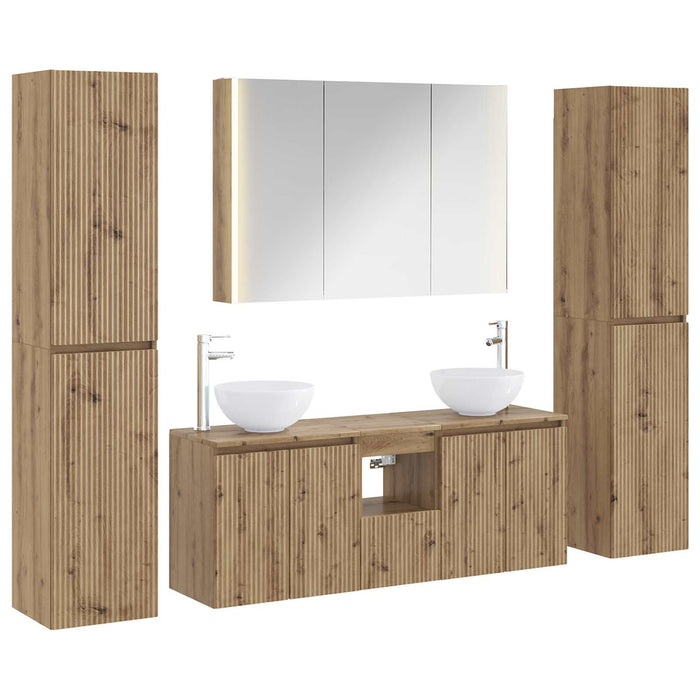 Set de mobilier pentru baie 6 pcs Stejar Artizanal WALTI