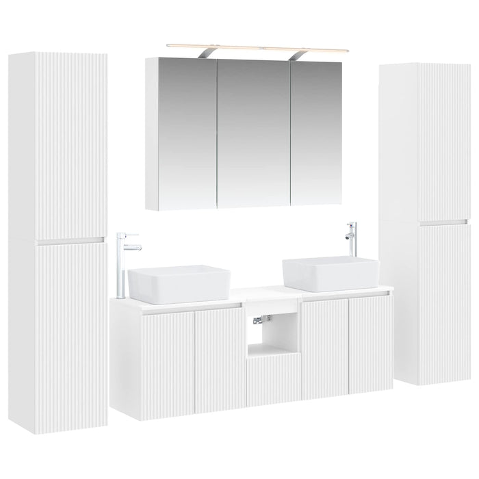 Set de mobilier pentru baie 6 pcs Alb Lemn prelucrat și sticlă WALTI