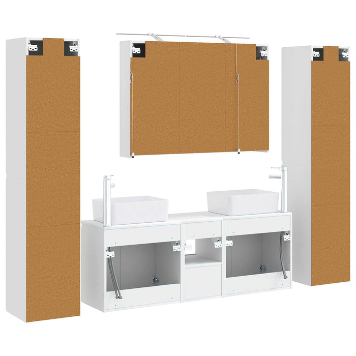 Set de mobilier pentru baie 6 pcs Alb Lemn prelucrat și sticlă WALTI