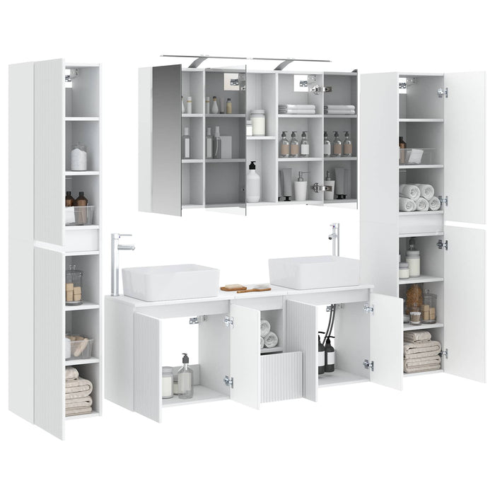 Set de mobilier pentru baie 6 pcs Alb Lemn prelucrat și sticlă WALTI