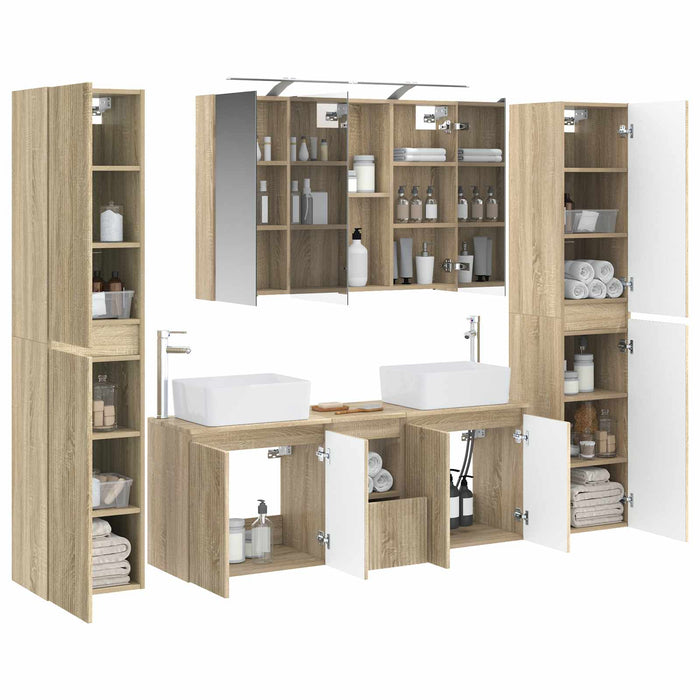 Set de mobilier pentru baie 6 pcs Stejar Sonoma WALTI